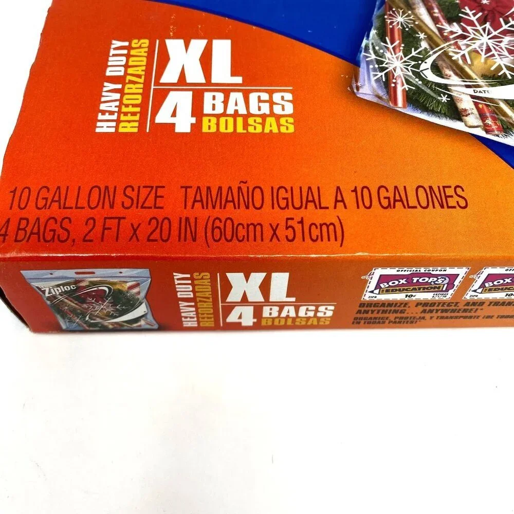 Ziploc Heavy Duty Big Bags XL 10 Gallons Zip 2 Count Storage Snowflake As Is